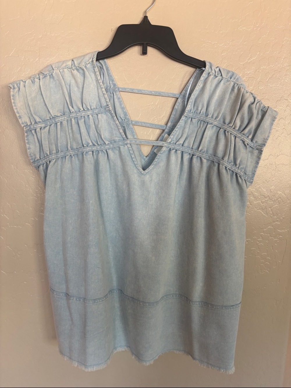 Heyson Light Wash Strappy Denim Top